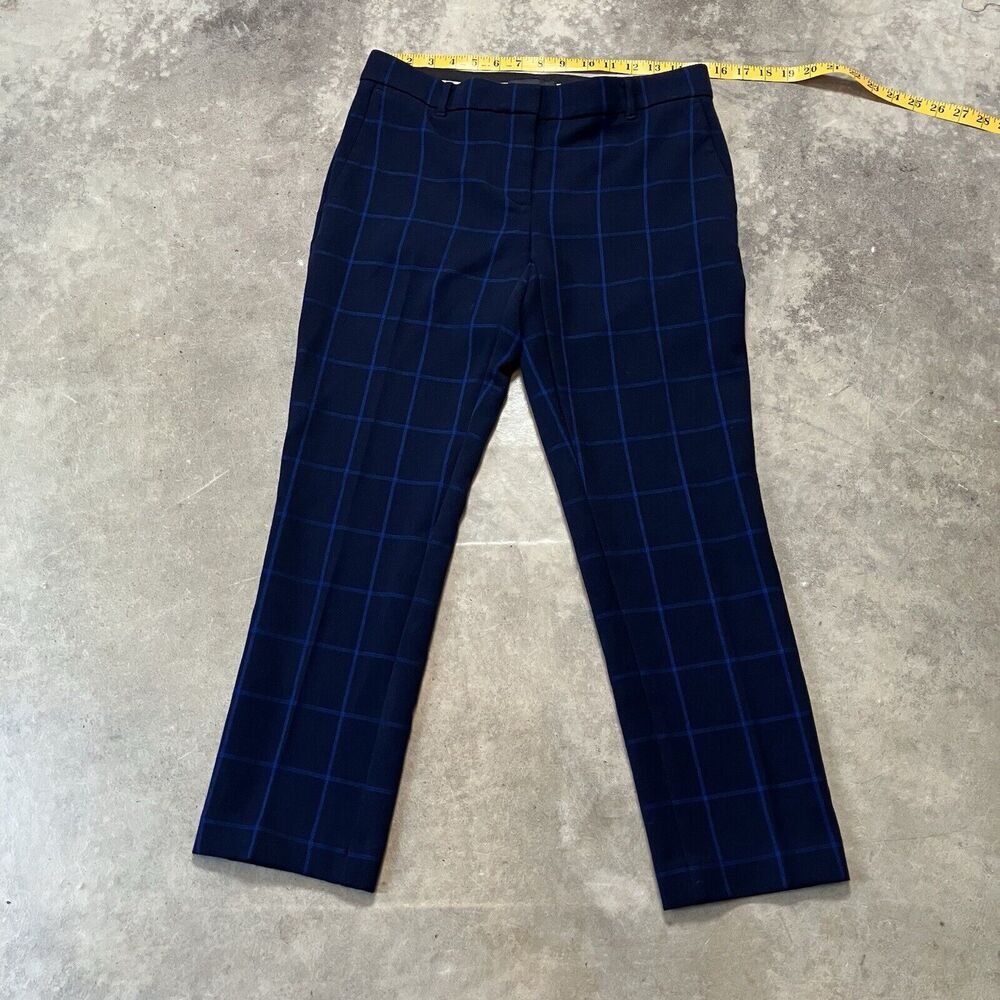 Ann Taylor Pants Womens 4 Blue Checkered Windowpane‎ Trousers Mid Rise Office